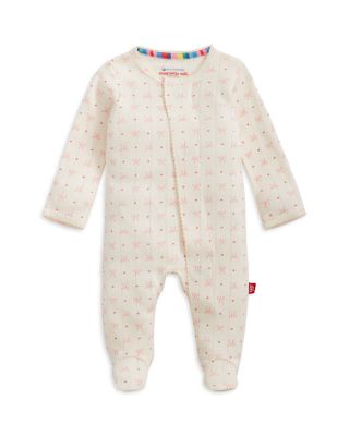 Girls' Heart & Bow Pointelle Magnetic Footie - Baby 