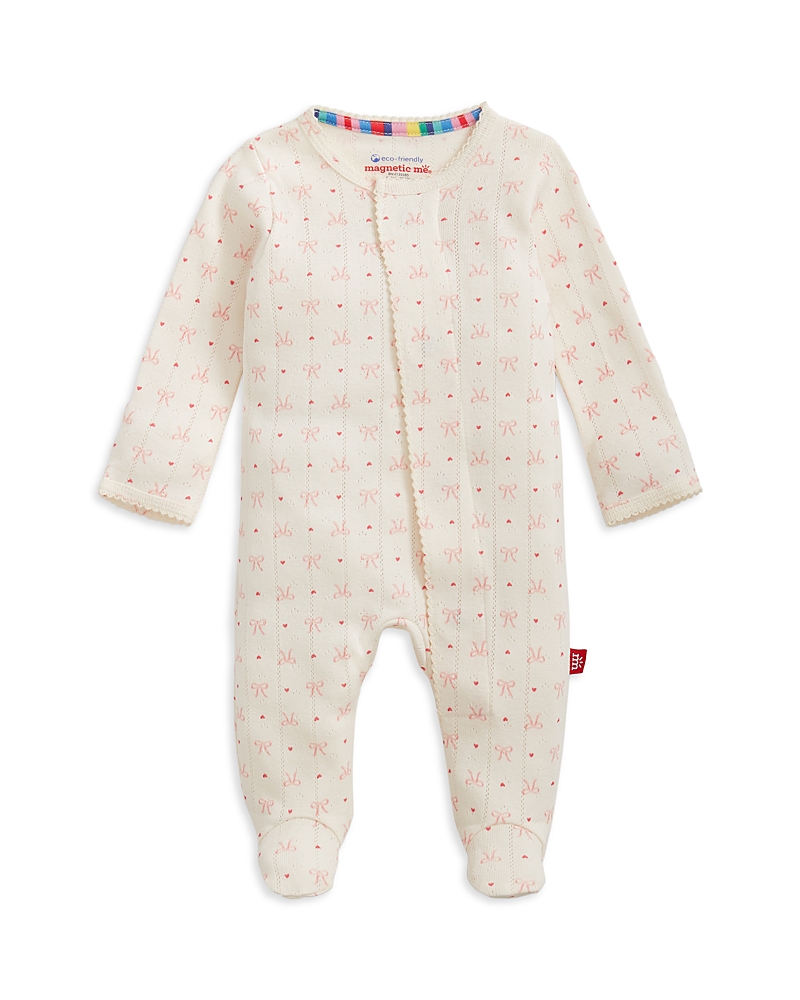 Magnetic Me Girls' Heart & Bow Pointelle Magnetic Footie - Baby