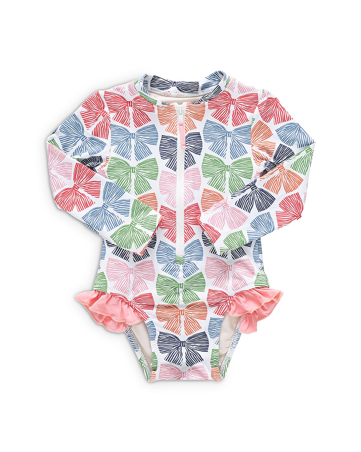 Pink Chicken Girls' Arden Bow Print Long Sleeved Swimsuit - Little Kids