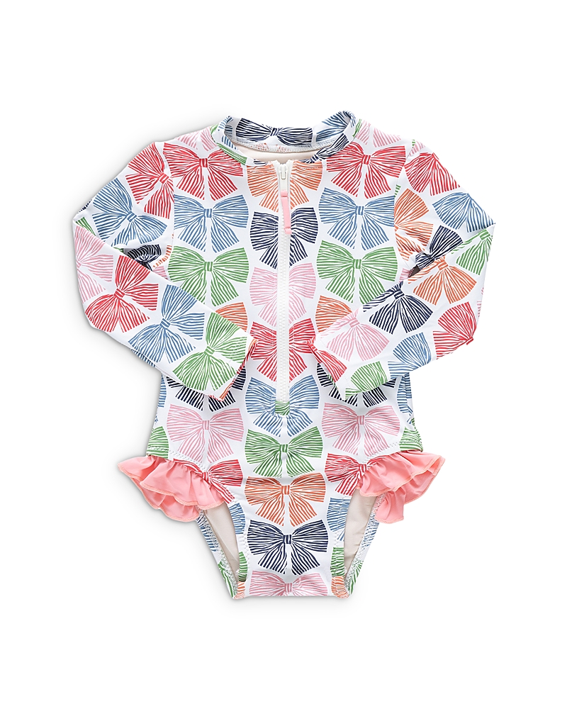 Pink Chicken Girls' Arden Bow Print Long Sleeved Swimsuit - Little Kids
