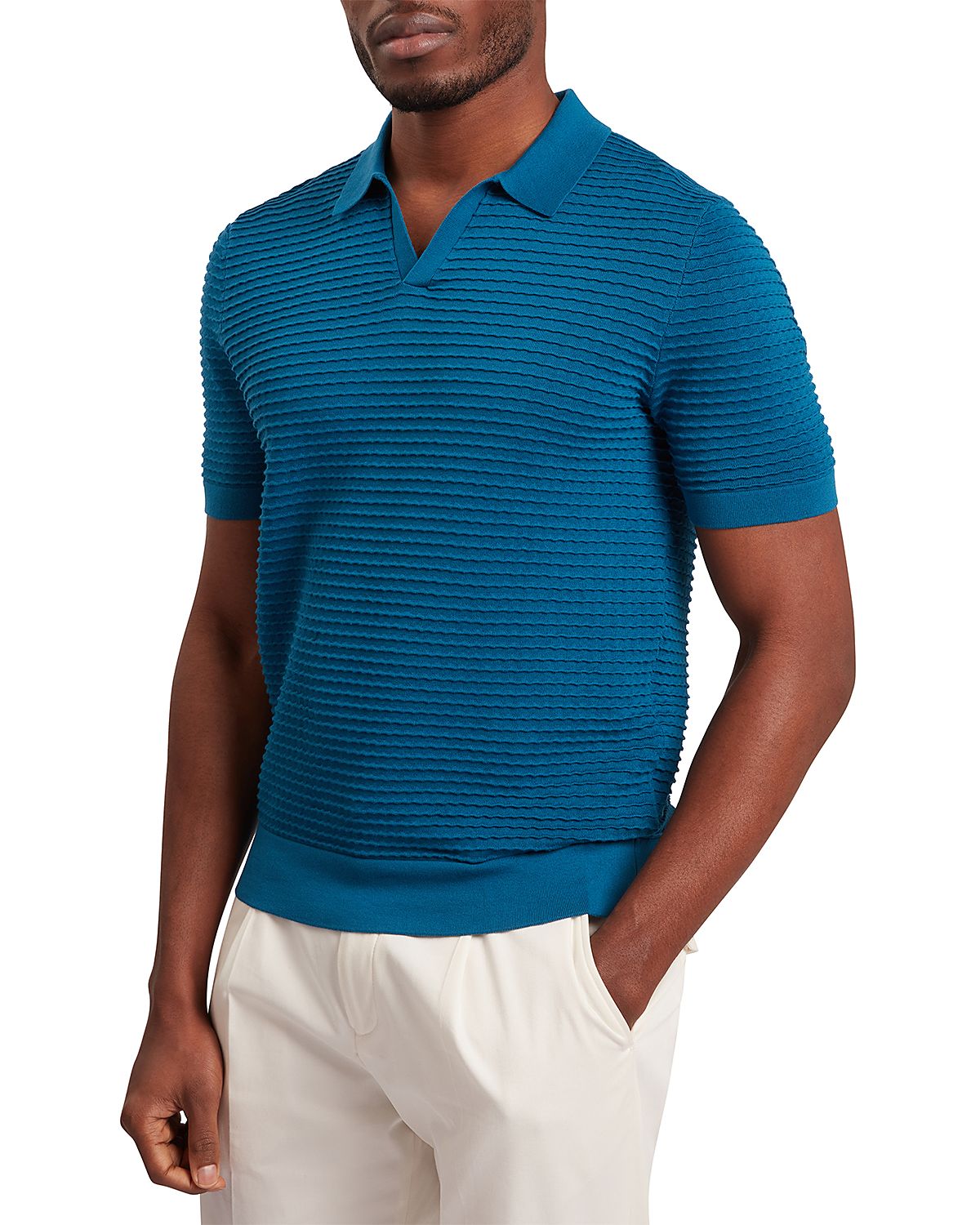 Ted Baker Bestel Short Sleeve Wavy Stitch Open Neck Polo