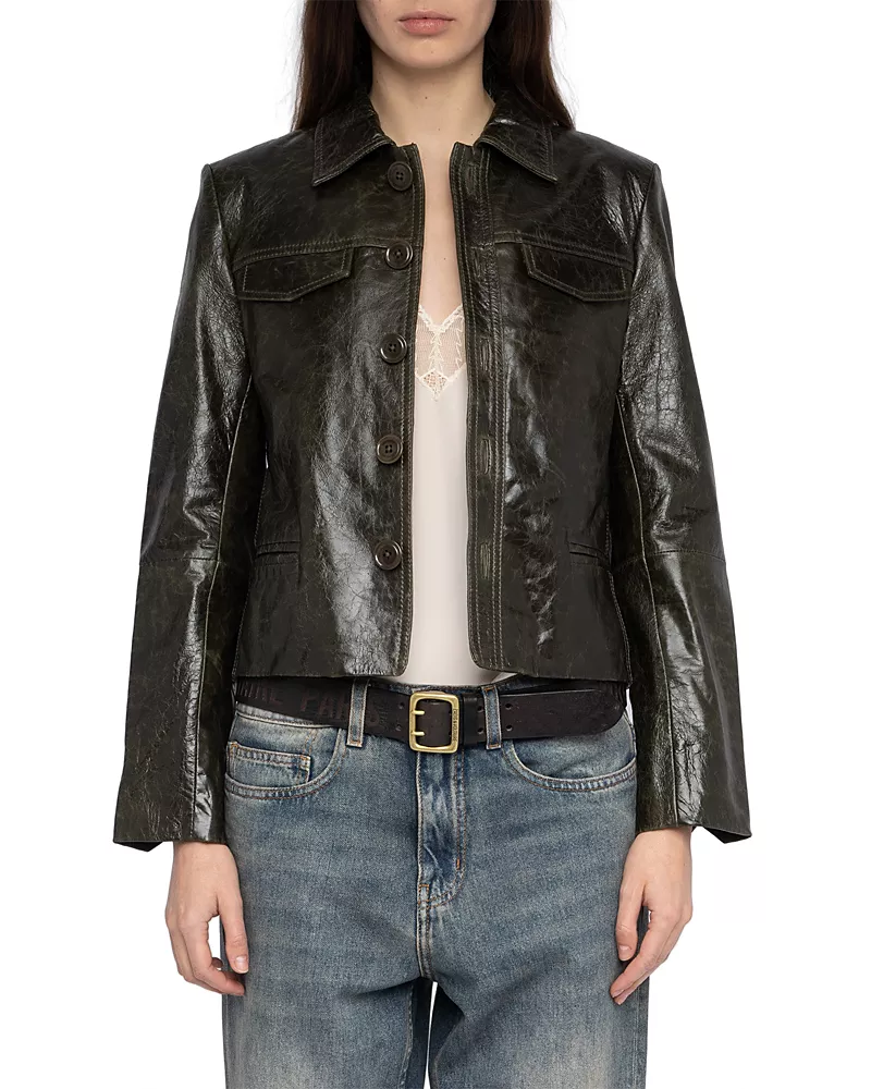 Zadig & Voltaire Liam Cuir Glossy Leather Jacket