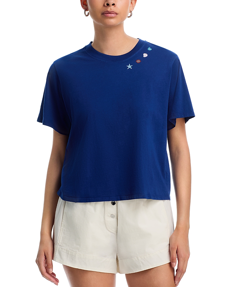 Aqua Haley Seashell Boxy Crop Tee - Exclusive