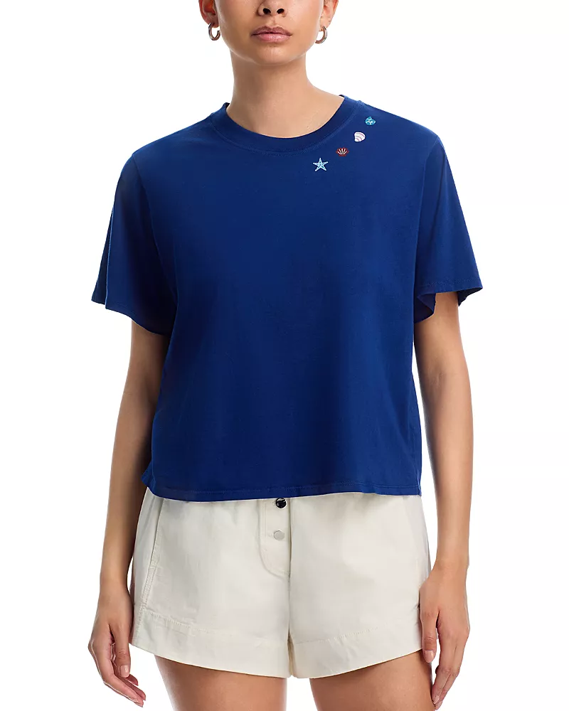 Aqua Haley Seashell Boxy Crop Tee - Exclusive