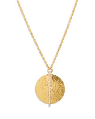 18K White Gold & 22K Yellow Gold Lush Diamond Leaf Pendant Necklace, 16-18"