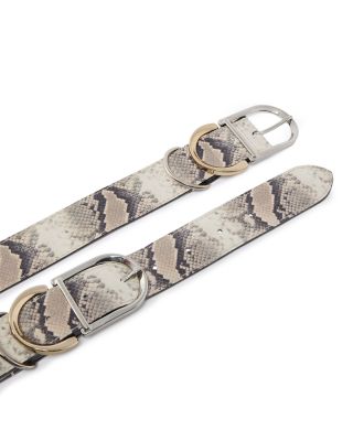 Women's Hippolita Bustino Embossed Leather Double Buckle Belt