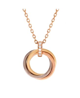  Trinity Pendant Necklace 18K Tricolor Gold and Diamonds, 16.5"