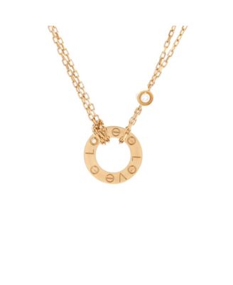 2 Diamonds Love Pendant Necklace 18K Gold and Diamonds, 16"
