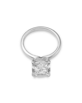 Certified Lab Grown Diamond Elongated Cushion Solitaire Ring in 18K White Gold, 5.0 tcw