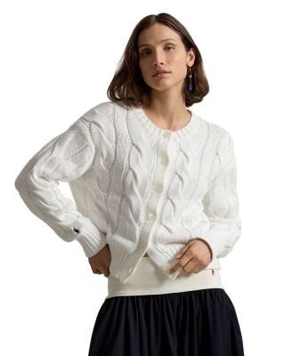 Crewneck Cable Knit Cardigan Sweater