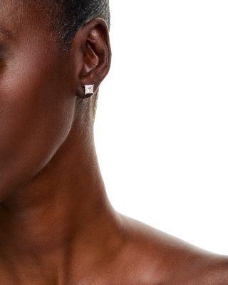 Certified Lab Grown Diamond Princess Stud Earrings in 18K White Gold, 2.96 tcw