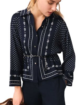 Chain Belt Bandana Print Shirt