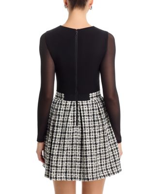 Chara Sheer Sleeve Tweed Dress