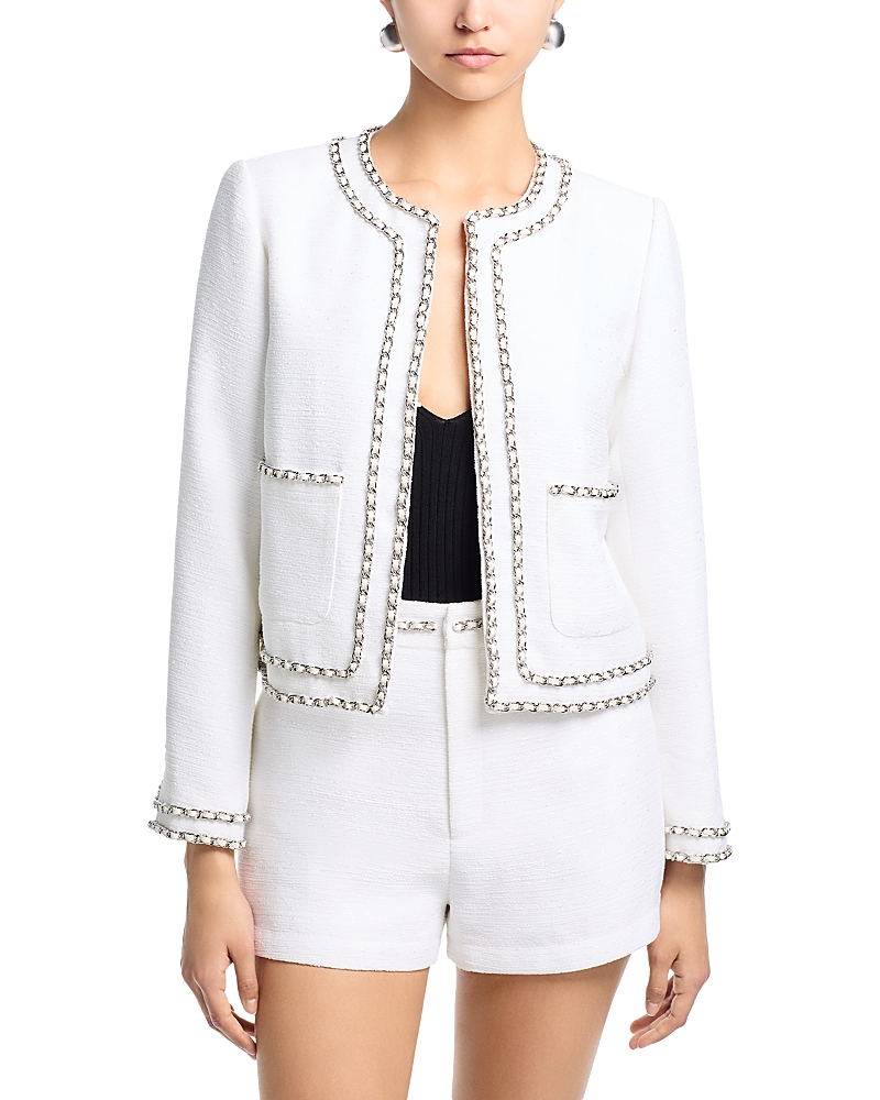 Aqua Chain Trim Tweed Jacket - Exclusive