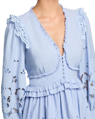 Embroidered Poplin Long Sleeve Mini Dress - Exclusive