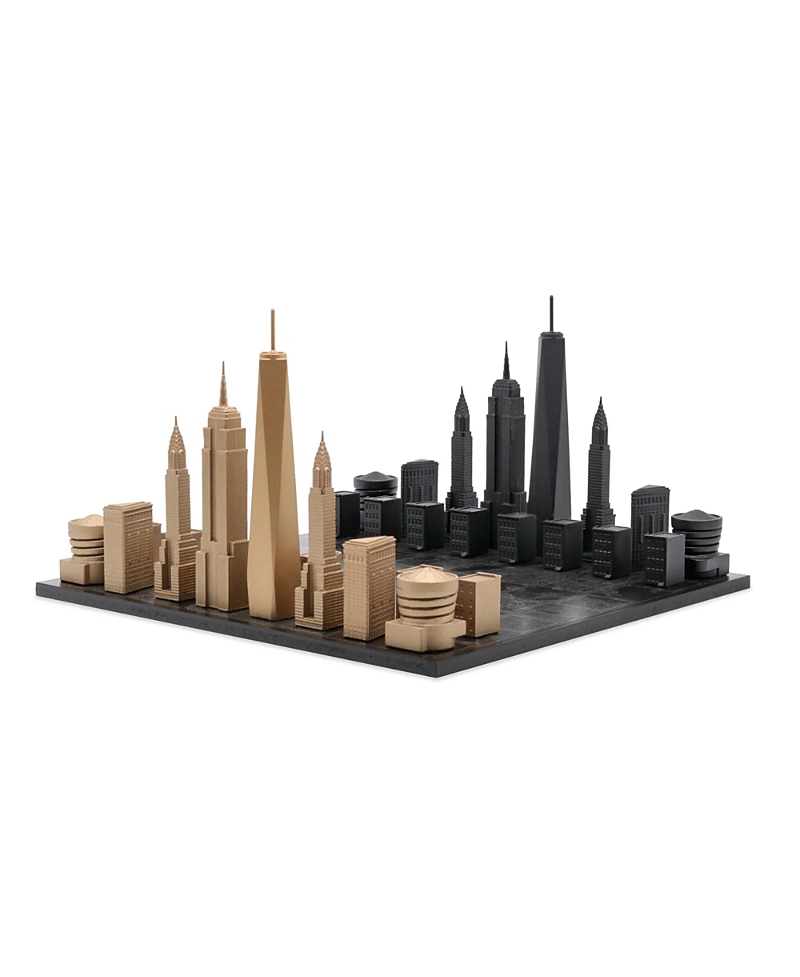 Skyline Chess Luxury Bronze New York with New York Map Chess Board Game Set - 14+ Years
