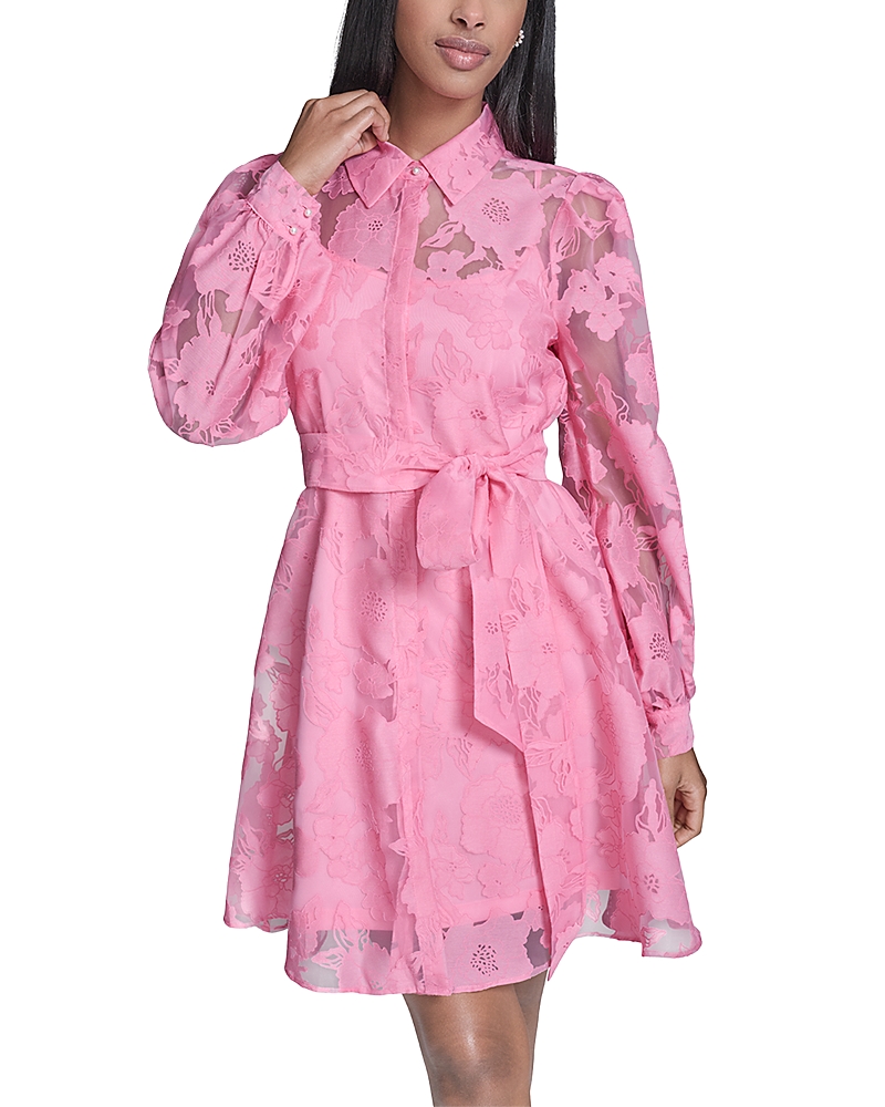 Karl Lagerfeld Paris Floral Organza Shirt Dress