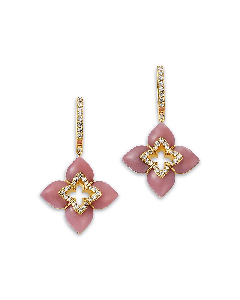 Roberto Coin 18K Yellow Gold Venetian Princess Cabochon Mother of Pearl & Diamond Flower Drop Earrings · OS