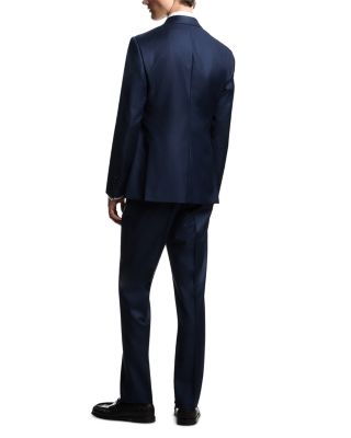 Slim Fit Single Breasted Sharkskin Wool Suit