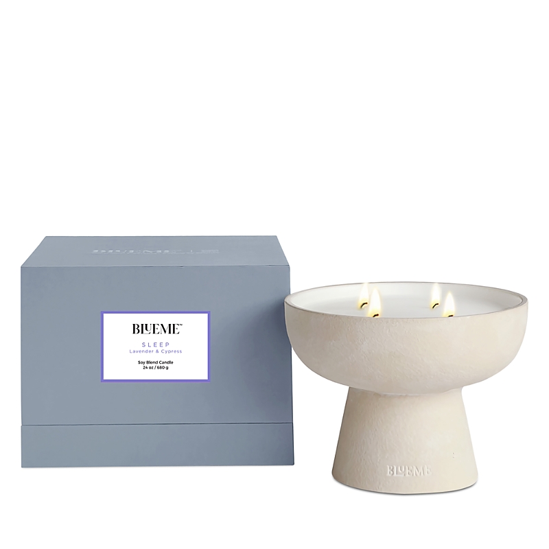 Blueme Sleep Lavender & Cypress Large Ceramic Candle 24 Oz. In Gray