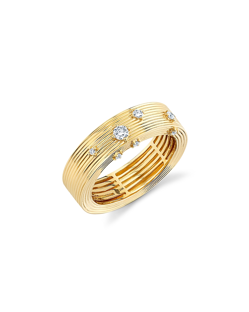 Sydney Evan 14K Yellow Gold Core Diamond Fluted Band