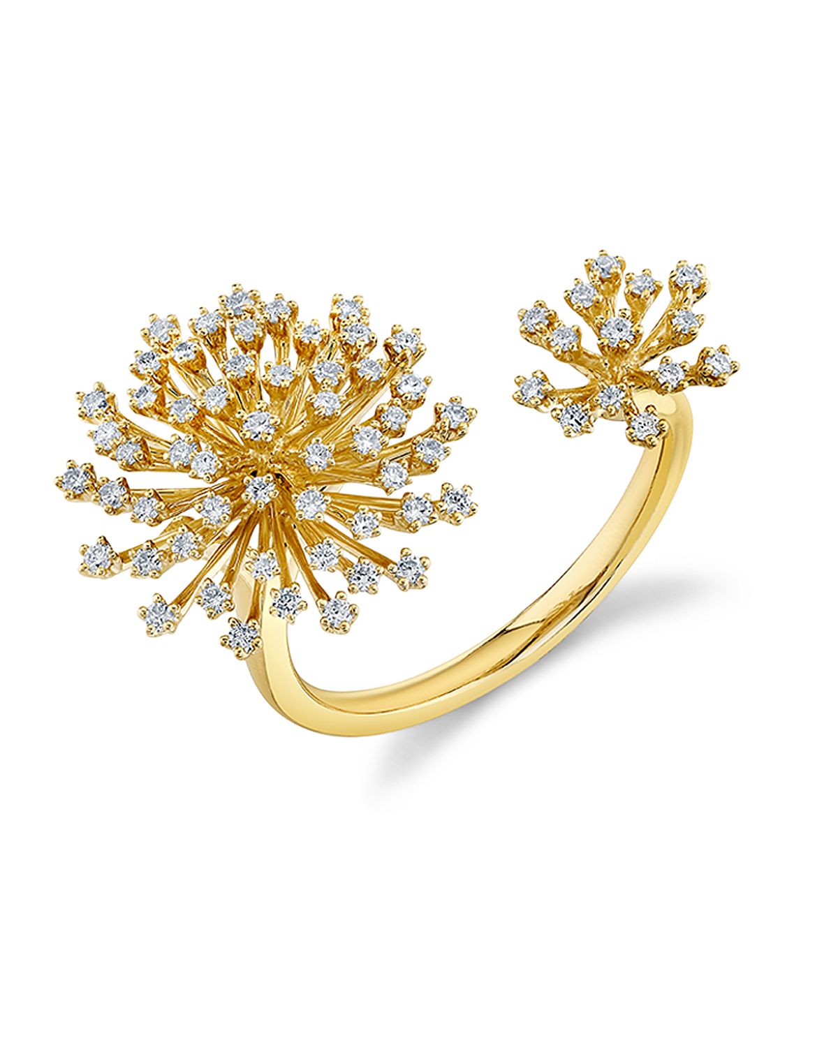 Sydney Evan 14K Yellow Gold Burst Diamond Flower Cuff Ring