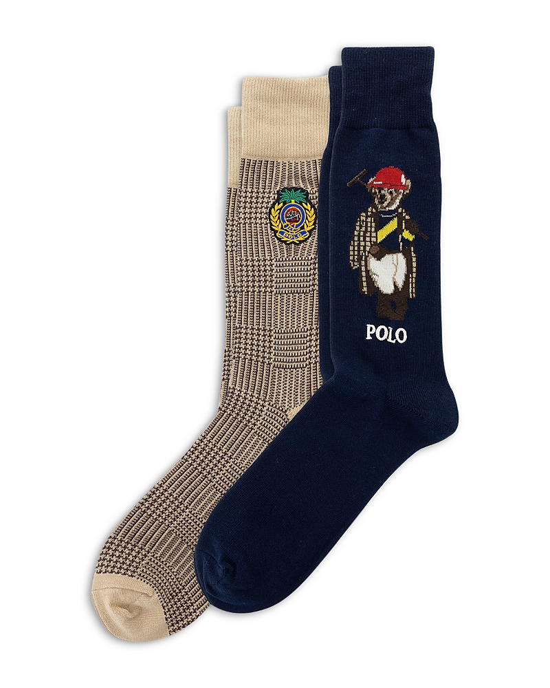 Polo Ralph Lauren Polo Society Bear Crew Socks, Pack of 2
