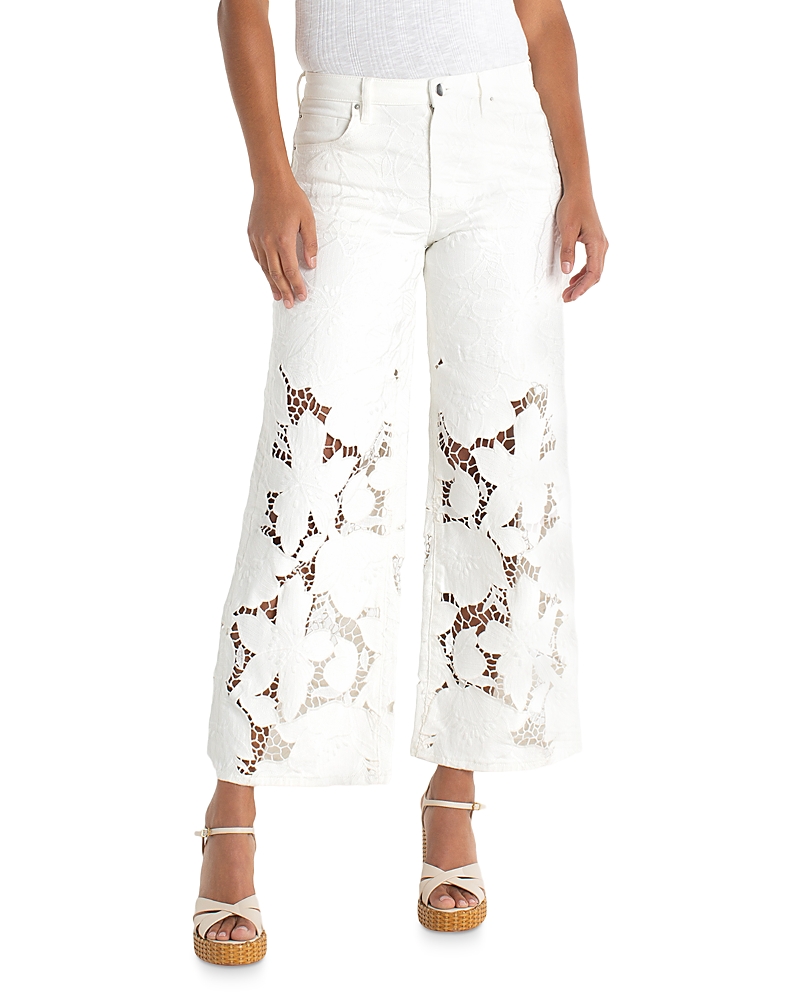 Liverpool Los Angeles Stride Mid Rise Wide Leg Jeans in Ivory Bloom