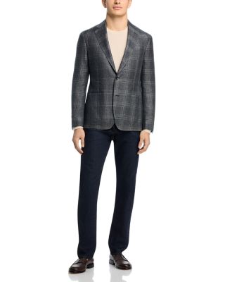 Linen & Wool Plaid Unstructured Slim Fit Sport Coat