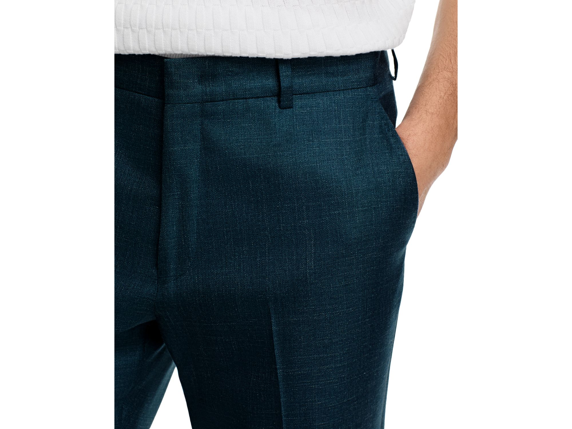 Wool, Silk & Linen Mélange Suit Pants — Image 8