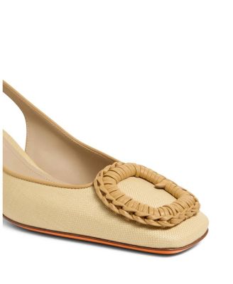  Women's Raffia Mid-Heel Slingback