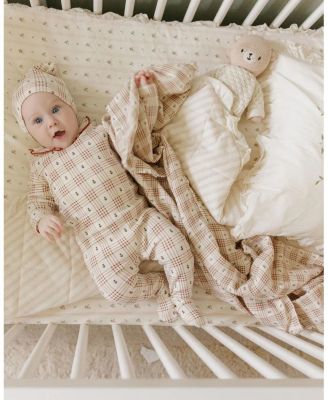  Unisex Cotton Floral Plaid Collection Footie + Beanie - Baby