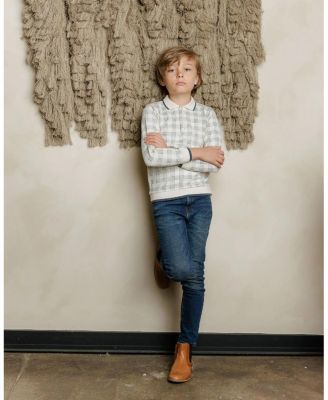 Boys' Cotton Floral Plaid Collection Polo Sweatshirt - Little Kid, Big Kid