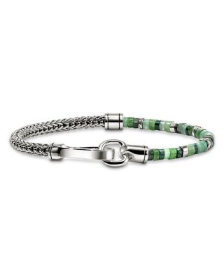 Sterling Silver Heishi Multi Green Stone Bracelet