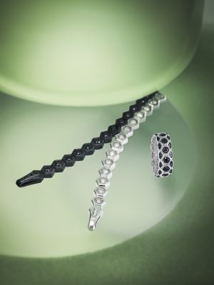 Men's Hex Pav&eacute; Tennis Bracelet in Sterling Silver with Diamonds, 8mm