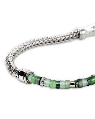 Sterling Silver Heishi Multi Green Stone Bracelet