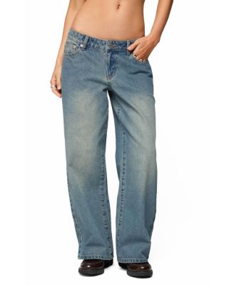  Petite Magda Acid Wash Low Rise Baggy Jeans
