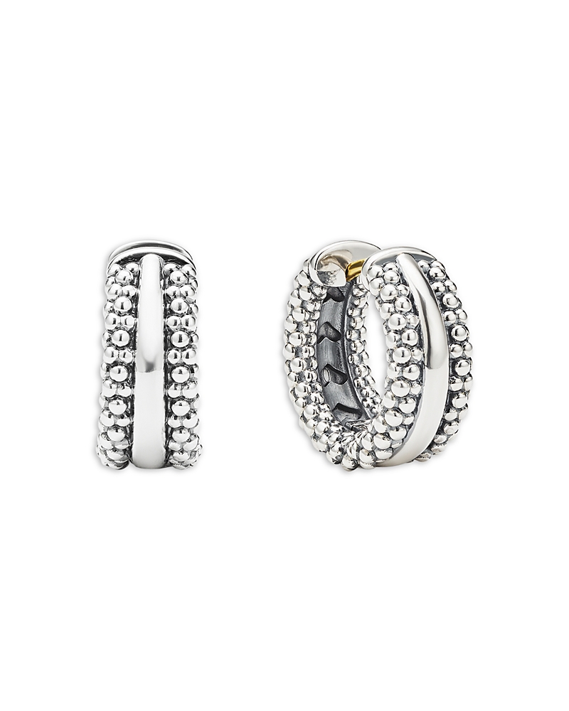 Lagos Sterling Silver Signature Caviar Huggie Hoop Earrings