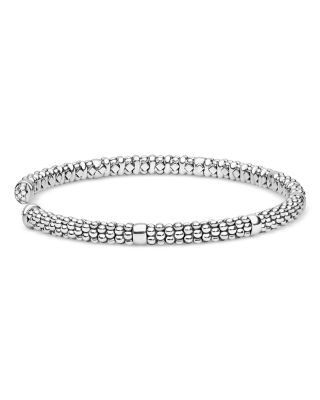 Sterling Silver Signature Caviar Diamond Bead Cuff Bracelet