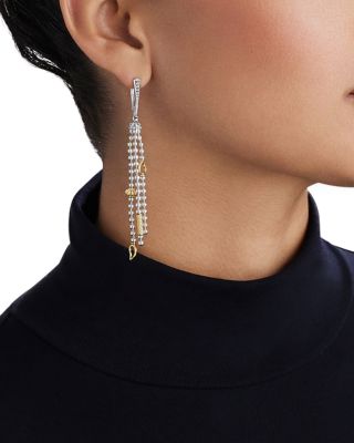 18K Yellow Gold & Sterling Silver Caviar Icon Tassel Drop Earrings