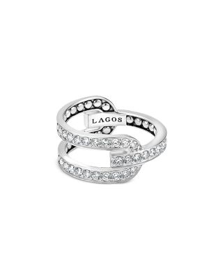 Sterling Silver Diamond Caviar Linear Ring