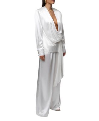  Statement Draped Satin Top