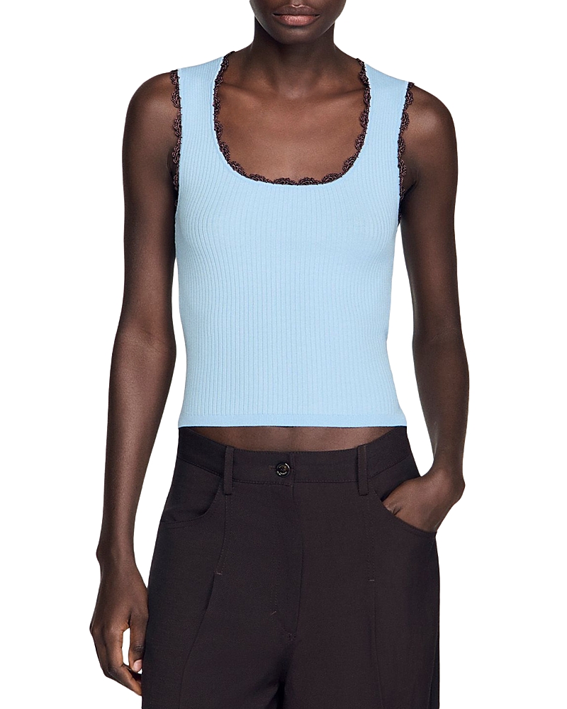 Sandro Belize Crochet Trim Tank Top