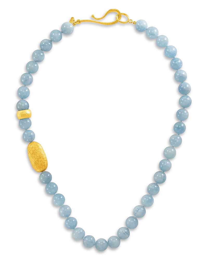 Jorge Adeler 18K Yellow Gold Earth Aquamarine Collar Necklace, 18