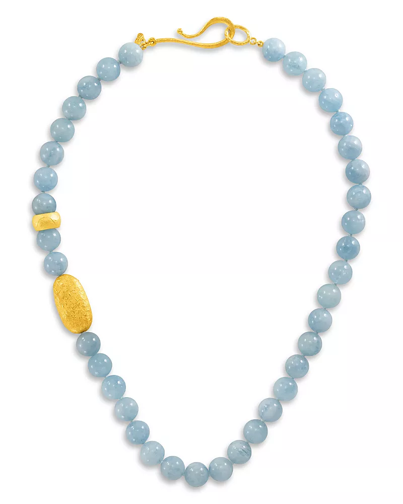 Jorge Adeler 18K Yellow Gold Earth Aquamarine Collar Necklace, 18