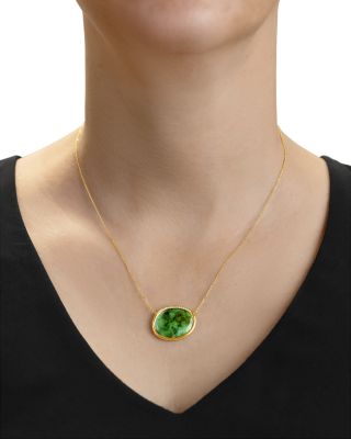 18K Yellow Gold Diamond & Turquoise Sonoran Pendant Necklace, 18"