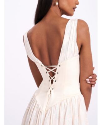  Sabrina High Slit Jacquard Maxi Dress