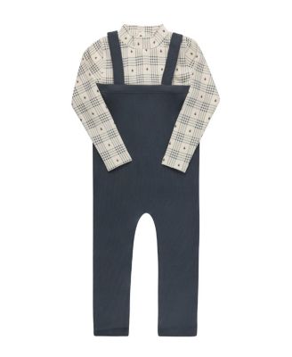 Unisex Cotton Floral Plaid Collection Bodysuit + Overalls - Baby, Little Kid