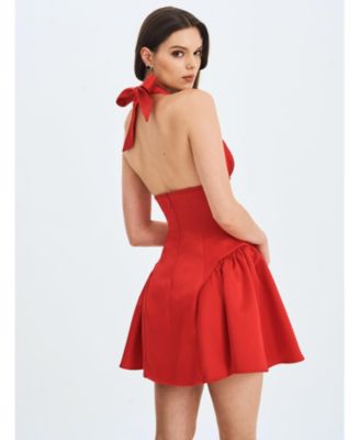  Peyton Plunging Halter Keyhole Mini Dress