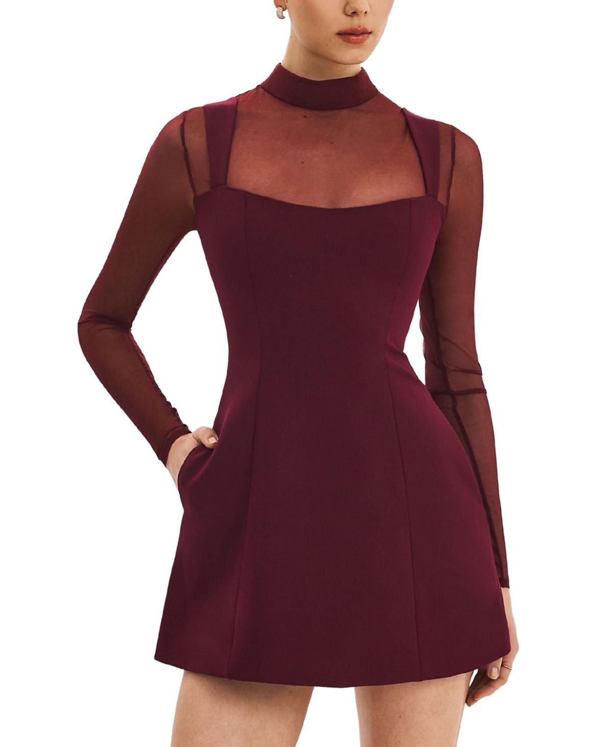 Miss Circle Natasha Faux Two-Piece Turtleneck Mini Dress